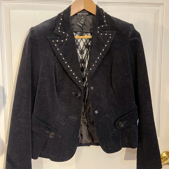 Festive black cotton corduroy Blazer by DKNY Jeans. - Picture 1 of 9